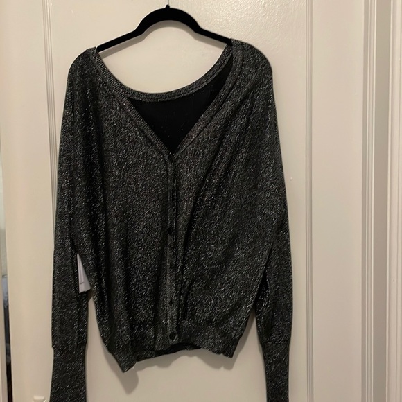 Velvet by Graham & Spencer, black metallic reversible cardigan, XL, NWT - Picture 6 of 9